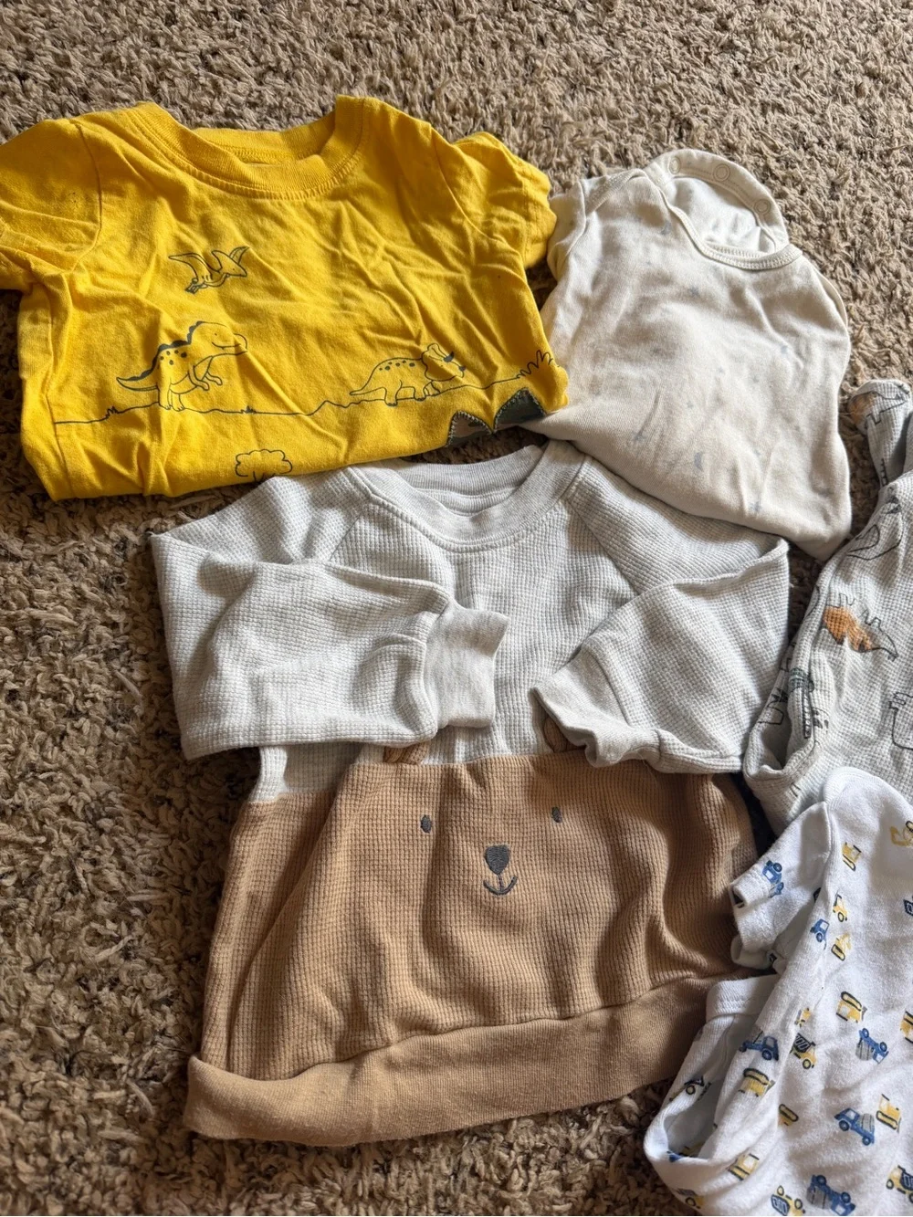 Carter's Mixed Short-Sleeve & Sleepwear Tops in Yellow, Cream, Tan, White, Gray